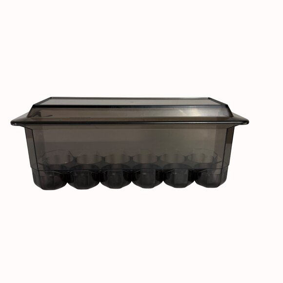 Refrigerator Egg Storage Container With Lid Brown Plastic Stackable Holder Tray - Picture 6 of 16